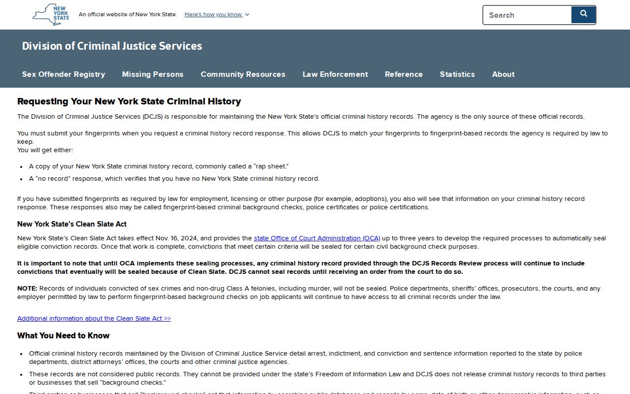 Kings County criminal history DCJS personal record review instructions