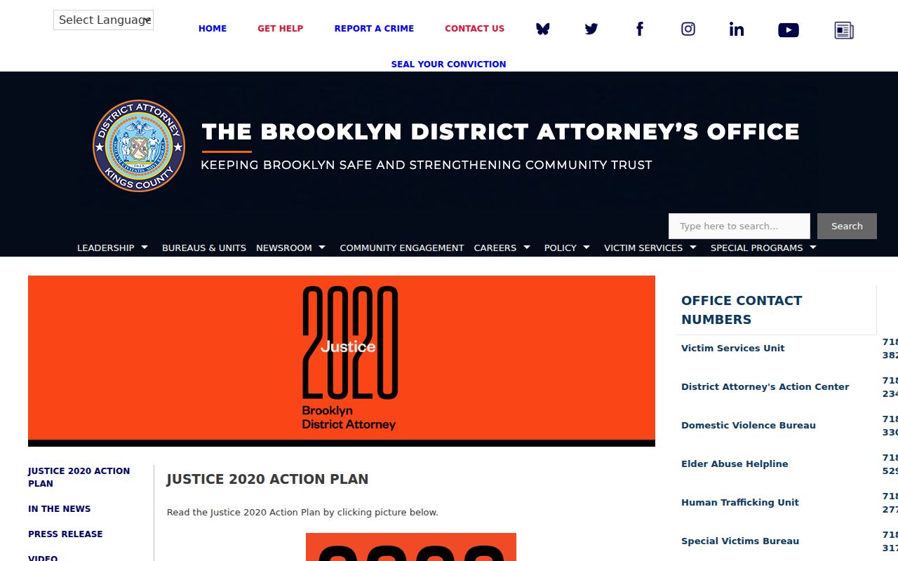 Kings County criminal records and Brooklyn District Attorney Justice 2020 initiative