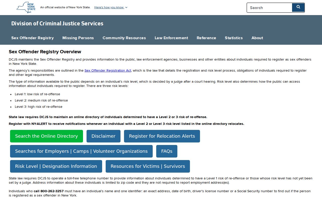 Kings County sex offender lookup on the New York registry overview